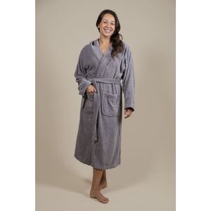 Cozylion Dames Badjas Badstof – Sauna & Wellness badjas – Ochtendjas dames – 100% katoen – Grijs