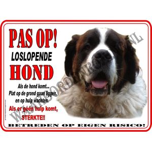 Sint Bernard 186....20x30cm....Pas op loslopende Hond!... als de hond komt plat op de grond gaan liggen en op hulp wachten, geen hulp....dan sterkte!