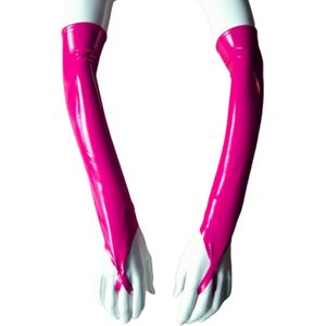 Handschoen L/XL Datex (Mix latex en stof ) Sexy Handschoenen Rood lange lak handschoen Glans Shiny Lakleer valentijn SM Gogo dancing dans accessoiren lange vingerloze gloves