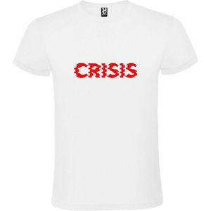 Wit T-Shirt met “ Crisis “ tekst Rood Size XS