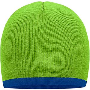 Myrtle Beach 'Contrasting Border Beanie' Limoengroen/Blauw