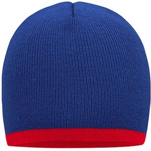 Myrtle Beach 'Contrasting Border Beanie' Blauw/Rood