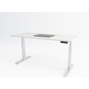 Tri-desk Premium | Elektrisch zit-sta bureau | Wit onderstel | Wit blad | 160 x 80 cm