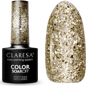 Claresa UV/LED Gellak Winter Wonderland #5 – 5ml. - Glitter, Goud - Glitters - Gel nagellak