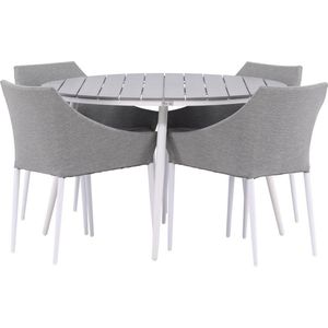 Break tuinmeubelset tafel 120x120cm, 4 stoelen Spoga, grijs,grijs.