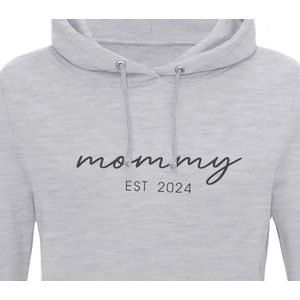Hoodie dames met capuchon - Sweater dames capuchon - Cadeau mama - Cadeau mama kerst - Cadeau mama moederdag - Mommy est 2024 - Lichtgrijs M