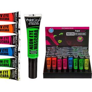 PAINTGLOW UV EYE MASCARA SET - 8 stuks - NEON - Feest make up - Carnaval