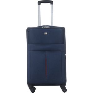 David Jones Medium Reiskoffer Travel Suitcase Textiel Extensible - Donker Blauw