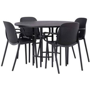 Copenhagen eethoek tafel zwart en 4 baltimore stoelen zwart.