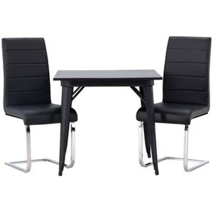 Tempe eethoek tafel zwart en 2 Tempo stoelen zwart.