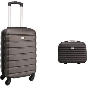 David Jones Cabin Reiskoffer + Beauty case - Set - 55cm - Grijs