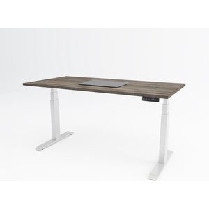 Tri-desk Premium | Elektrisch zit-sta bureau | Wit onderstel | Logan eiken blad | 200 x 80 cm