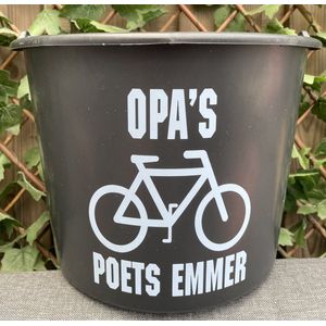 Emmer - 12 Liter- Met tekst: Opa's fiets poets emmer - mountainbike - wielrennen - e bike - Ebike - E-Bike - opa - kleur Blauw - cadeauKado - Verjaardag - Feest - Feestje - Partij - Partijtje - Feesten - Poetsen - Jarig Feestelijk - Tuinieren - Tuin