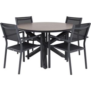 Llama tuinmeubelset tafel 120x120cm, 4 stoelen Copacabana, bruin,zwart.