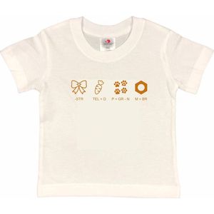 Shirt Aankondiging zwangerschap Rebus Ik word grote broer | korte mouw | Wit/tan | maat 110/116 zwangerschap aankondiging bekendmaking Baby big bro brother Grote Broer