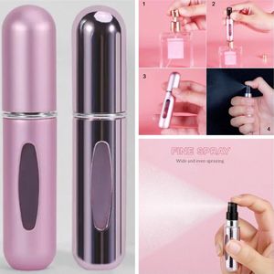 Navulbare parfumverstuiver 5 ml – 5 stuks - roze glans – roze mat – hervulbaar flesje voor parfum – navulbaar parfumflesje met verstuiver