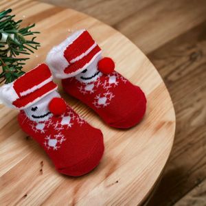 Soft Touch Sokjes Kerst Kerstman Sneeuwvlokken Unisex 0-6 Maanden In Organza Gift Bag / Geschenkverpakking B988