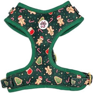 Kerst Hondentuigje - Zacht Tuigje / Honden Harnas - Groen - Kerstmis - Gingerbread - Howliday Crumbles - Paw My God! - Maat S