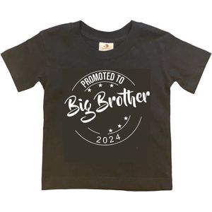 Shirt Aankondiging zwangerschap Promoted to Big Brother 2026 | korte mouw | Zwart/wit | maat 110/116 zwangerschap aankondiging bekendmaking Baby big bro brother Grote Broer