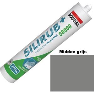 Soudal Silirub+ S8800 Natuursteen ( ook voor sanitair) - Silicone kit - Speciaal voor natuursteen - Middengrijs - 310 ml - Prijs per stuk