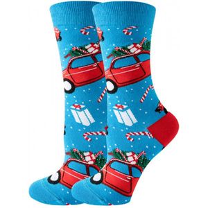 Kerstsokken 2 PAAR christmas, auto, car , kado, kerst, maat 38-45, kerstboom, cadeautip!