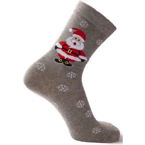 Kerstsokken 2 PAAR christmas, kerstman, Santa, kado, kerst, maat 38-45, kleur grijs, kerstboom, cadeautip!