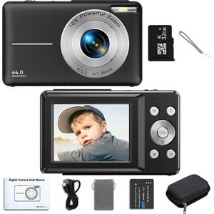 Ayah Vlog Camera Kinderen - 32GB SD - 16x Zoom - 44MP - Blauw