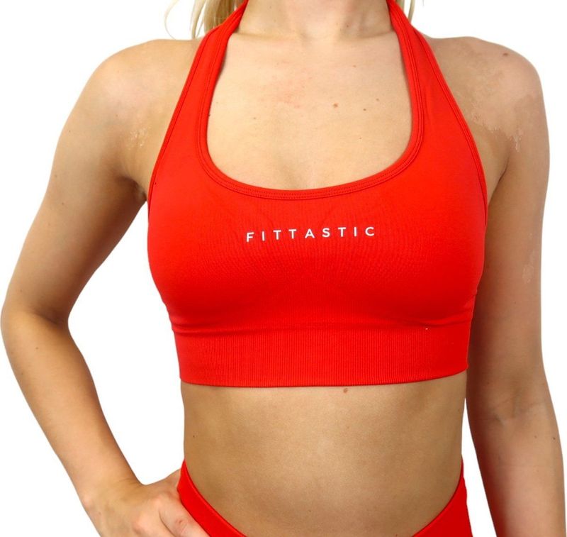 Fittastic Sportswear - Open Back Bra - Rood - Salsa Red - Sport bh
