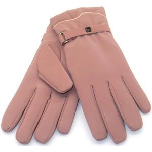 Handschoenen Winter Dames - Zachte Wollen Voering - Mode Accessoire -Dames Handschoen met sier knoopje roze