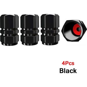 Ventieldoppen - Auto - Motor - 4 stuks - Aluminium - Autowiel Ventiel Doppen - Band - Velg - Steel Covers - Auto Stofdichte Band Cap - Voor Auto en Motoren - Zwart