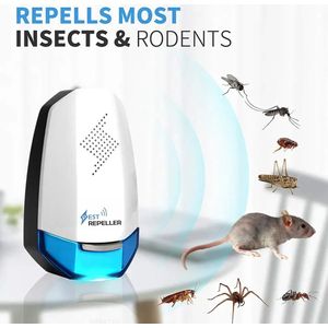 Pest Repeller - 2 Pack - Ultrasonische Ongedierte Bestrijder - Muizenverjager - Muizen Bestrijden - Insectenverjager - Ultrasone Verjager - Pest Reject - Geen Geluid - 100% Safe