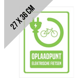 Pictogram/ bord | ""Oplaadpunt elektrische fietsen"" | 27 x 36 cm | E-bike | Eco velo | Laadpunt | Opladen | Dikte: 2 mm | 1 stuk
