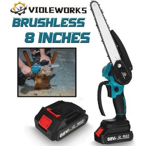 Mini kettingzaag met accu - Snoeizaag - Takkenzaag - Mini Kettingzaag 18V Inclusief Accu - Geschikt voor Makita Accu's - 15 cm Bladbreedte