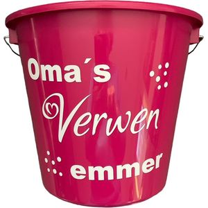 Cadeau Emmer-Oma's Verwen Emmer-5 Liter-Roze-Cadeau-Geschenk-Gift-Kado-Verjaardag-Moederdag