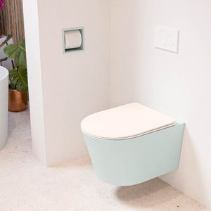 Gelco Design Dolce WC-bril, hout, vorm, roze, 44 x 37,5 x 5,5 cm