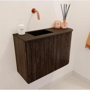 Mondiaz - JOYA - Toiletmeubel - Walnut - Wastafel FAYE - Links Zonder Kraangat