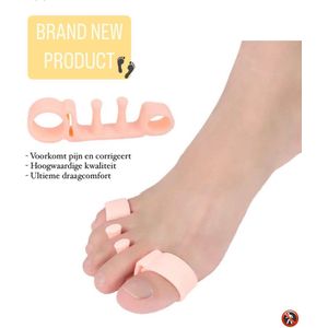 Teenspreider - Siliconen Gel - Voor Alle Tenen Geschikt - Pijnvermindering - Correctie - Hamertenen - Hallux Valgus