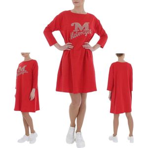 Sweat jurk motorcycle strass steentjes rood XL/XXL