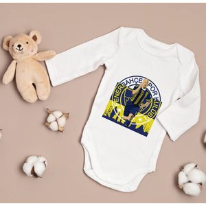 Baby romper met je favoriete voetbalclub - Fenerbahce - alex - Maat 62 lange mouwen - Baby aankondiging - Kraam cadeau