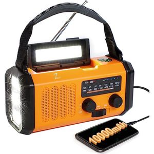 Solar Radiozaklamp - Zaklamp - Radio - Draagbare Radio - Radio op Zonne-energie - Solar - 10000 mAh - Zonne energie - Externe Batterij met USB - SOS en LED zaklamp - Kompas