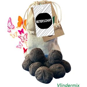 Beterschap wenskaart met 10 Zaadbommen in zakje: Vlindermix