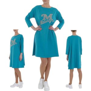 Sweat jurk motorcycle turquoise XL/XXL