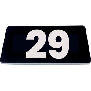 Nummerplaatje 29 - 80 x 50 x 1,6 mm - Zwart/wit - incl. 3M-tape | Nummerbordje - Deur en kamernummer - brievenbusnummers - Gratis verzending - 5 jaar garantie | Gratis Verzending