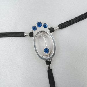 Sylvie Monthulé - Klitorisschmuck Blauer Kristall Perle | Silber Größe 54