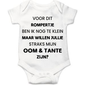 Soft Touch Rompertje met Tekst - Willen jullie mijn oom & tante zijn? | Baby rompertje met leuke tekst | | kraamcadeau | 0 tot 3 maanden | GRATIS verzending