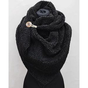 Dikke sjaal wintersjaal van teddy stof driehoeksjaal kleur zwart