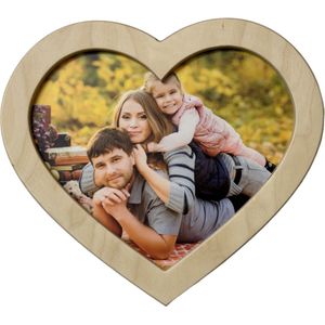EIGEN FOTO in hartvormige kader – Multiplex berk 18mm – 428*380mm – Handgemaakt in België - Ideaal voor valentijn