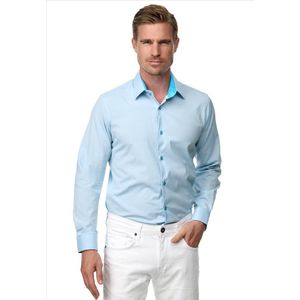 Rusty Neal - Heren Overhemd - Aqua - SlimFit - Modaitalia