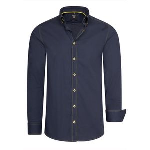 Italian Style - Heren Overhemd - Antraciet Navy - Casual