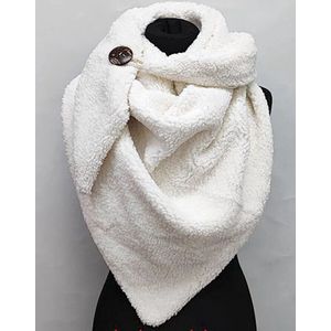 Dikke sjaal wintersjaal van teddy stof driehoeksjaal kleur wolwit